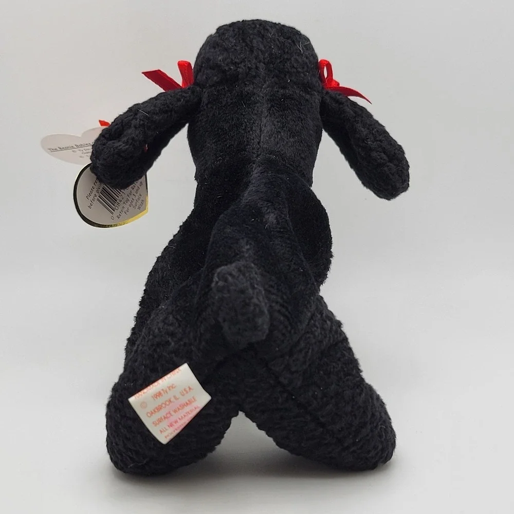 Ty Beanie Baby GiGi Black Poodle Plush w Red‎ Ribbons Original Tag Vintage 1997